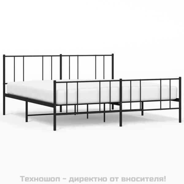 Метална рамка за легло с горна и долна табла, черна, 193x203 см