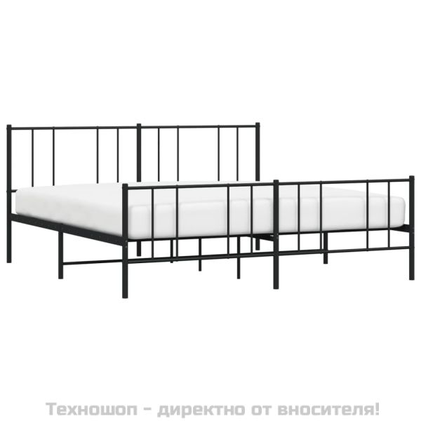 Метална рамка за легло с горна и долна табла, черна, 193x203 см