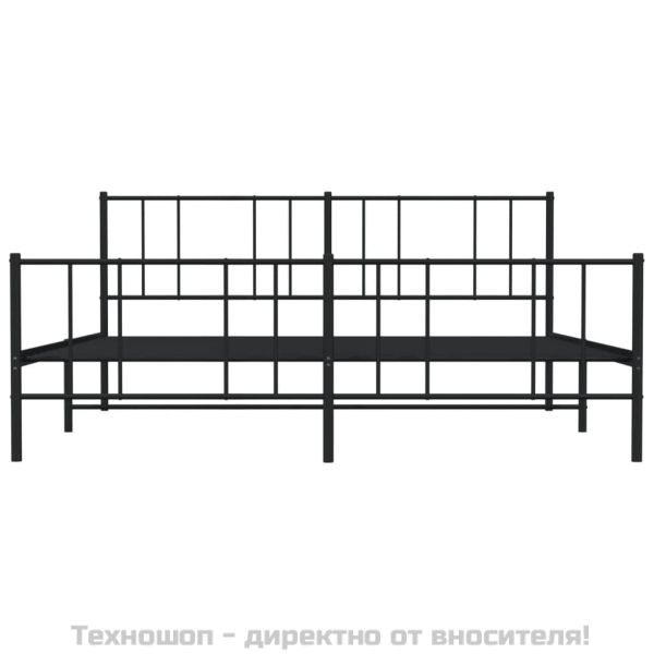 Метална рамка за легло с горна и долна табла, черна, 193x203 см