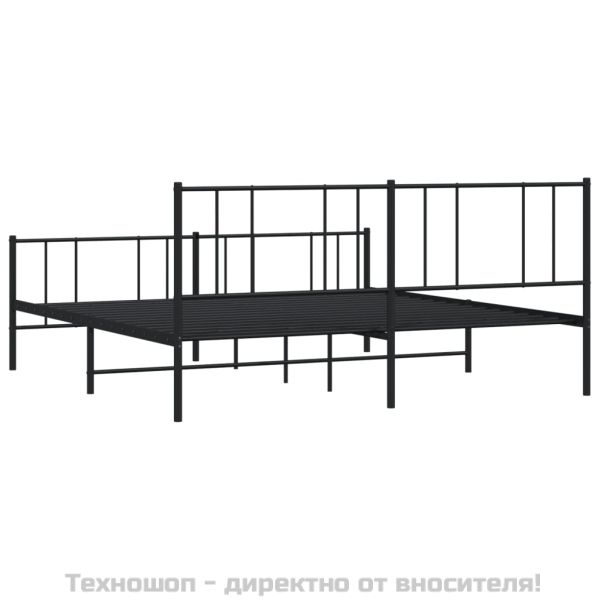 Метална рамка за легло с горна и долна табла, черна, 193x203 см