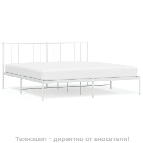 Метална рамка за легло с горна табла, черна, 193x203 см