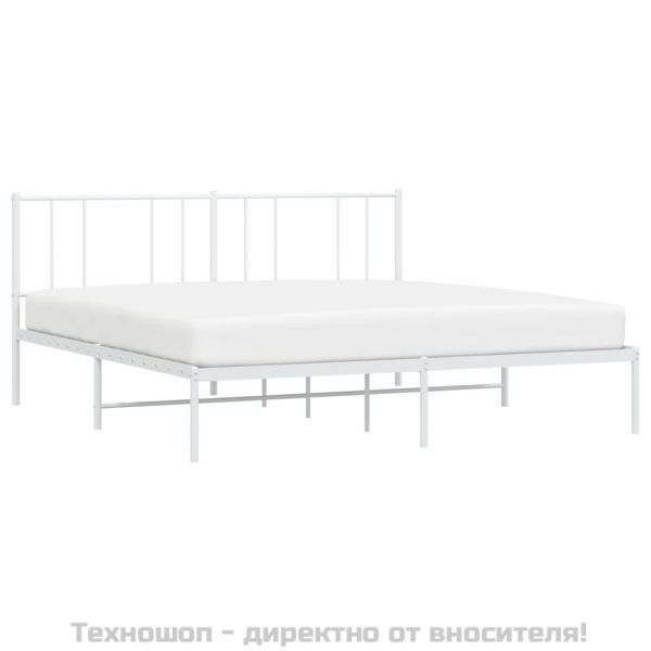 Метална рамка за легло с горна табла, черна, 193x203 см