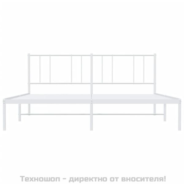 Метална рамка за легло с горна табла, черна, 193x203 см