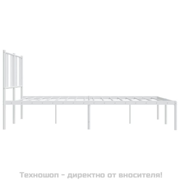 Метална рамка за легло с горна табла, черна, 193x203 см