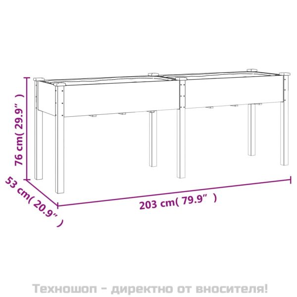 Саксия с вложка 203x53x76 см масивна ела