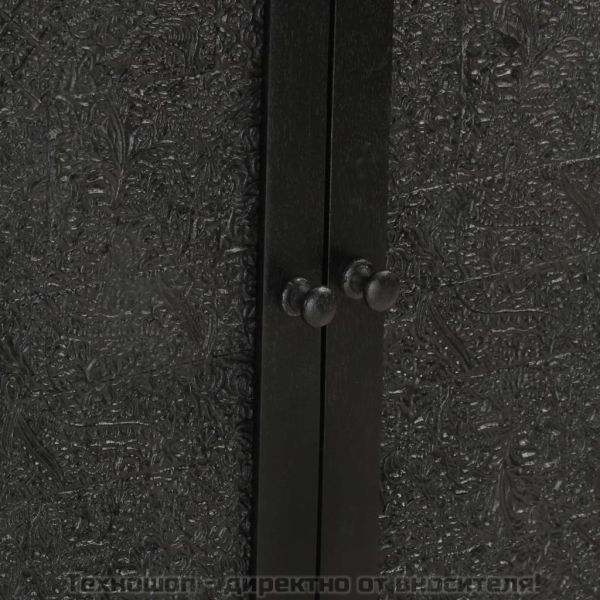 Бюфет, черен, 55x30x77 см, мангово дърво масив и желязо