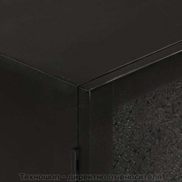 Бюфет, черен, 55x30x77 см, мангово дърво масив и желязо