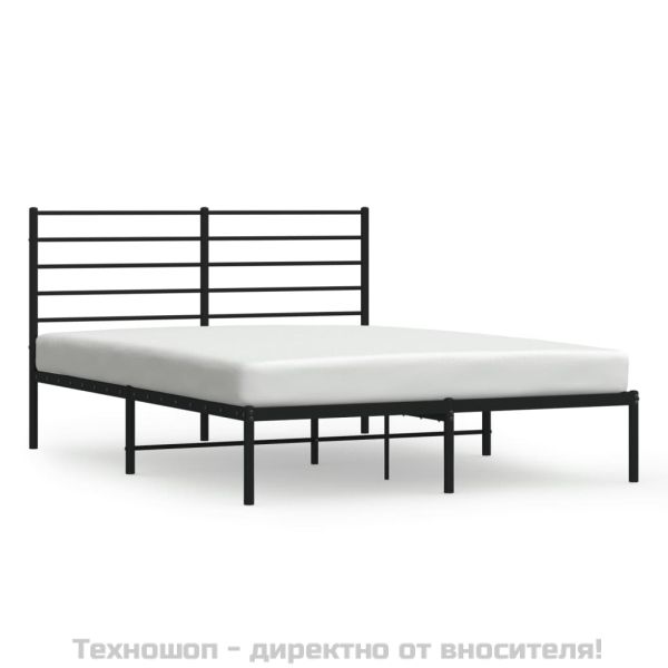 Метална рамка за легло с горна табла, бяла, 120x200 см