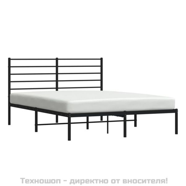 Метална рамка за легло с горна табла, бяла, 120x200 см