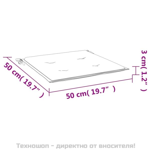 Възглавници за градински стол 6 бр синьо и бяло 50x50x4 см плат