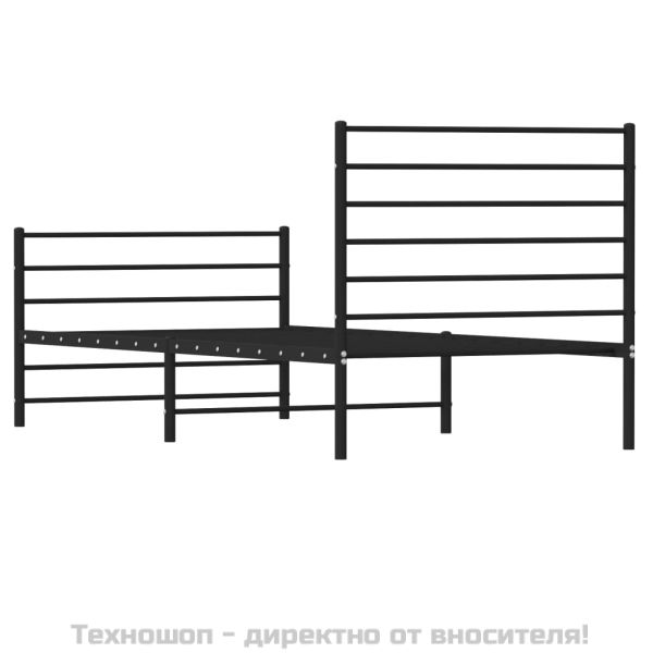 Метална рамка за легло с горна и долна табла, черна, 75x190 см