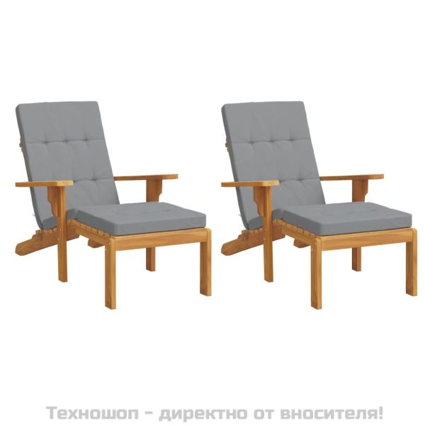 Възглавници за столове шезлонги 2 бр сиви Оксфорд плат