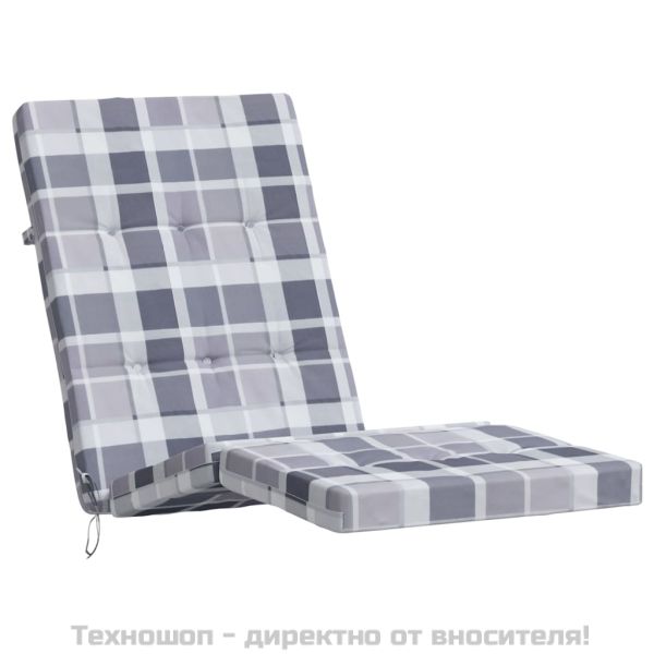 Възглавници за столове шезлонги 2 бр сиво каре Оксфорд плат