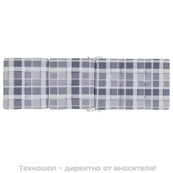 Възглавници за столове шезлонги 2 бр сиво каре Оксфорд плат