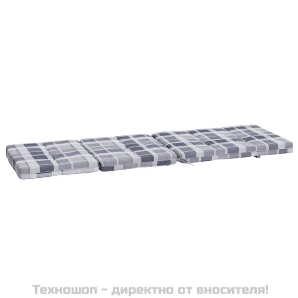 Възглавници за столове шезлонги 2 бр сиво каре Оксфорд плат