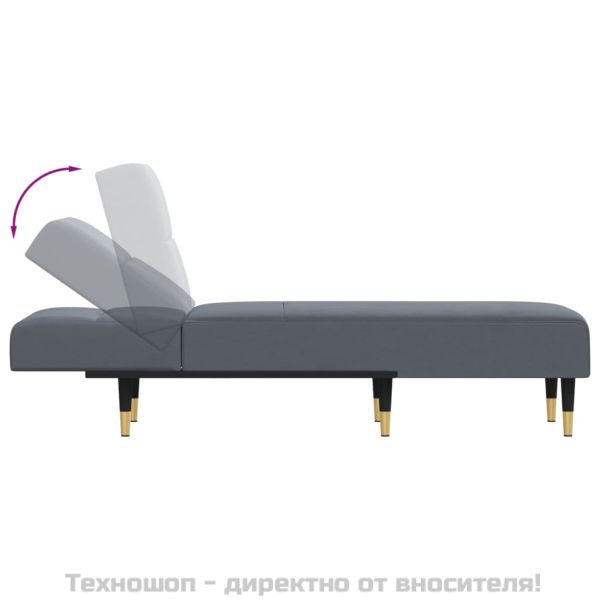 Кушетка, тъмносива, кадифе