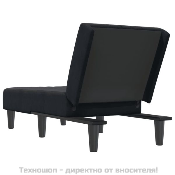 Кушетка, черна, кадифе