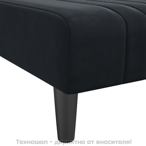 Кушетка, черна, кадифе