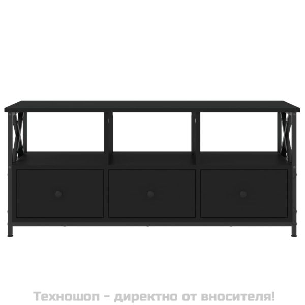 ТB шкаф, черен, 102x33x45 см, инженерно дърво и желязо