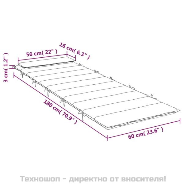 Шалте за шезлонг, червено, 180x60x4 см, Оксфорд плат