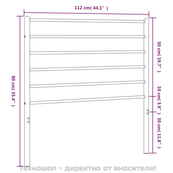 Метална табла за глава, черна, 107 см