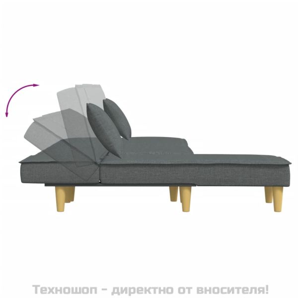 Г-образно разтегателно канапе тъмносиво 255x140x70 см плат