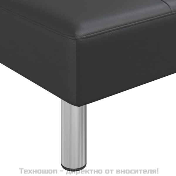 Ъглово разтегателно канапе черно 255x140x70 см изкуствена кожа