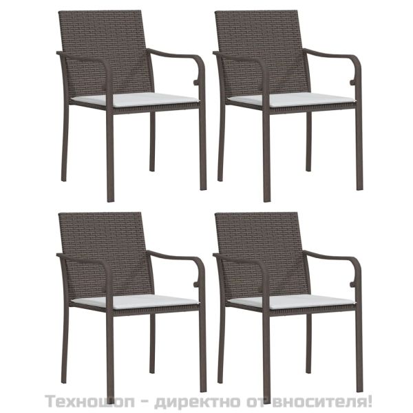 Градински комплект от 5 части с възглавници полиратан и стомана