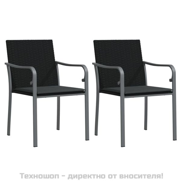 Градински комплект от 3 части с възглавници полиратан и стомана