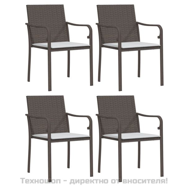 Градински комплект от 5 части с възглавници полиратан и стомана