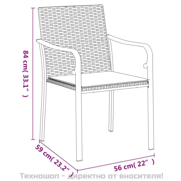 Градински комплект с възглавници от 9 части полиратан и стомана