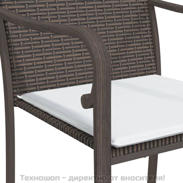 Градински комплект от 5 части с възглавници полиратан и стомана