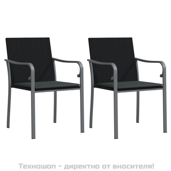 Градински комплект от 3 части с възглавници полиратан и стомана