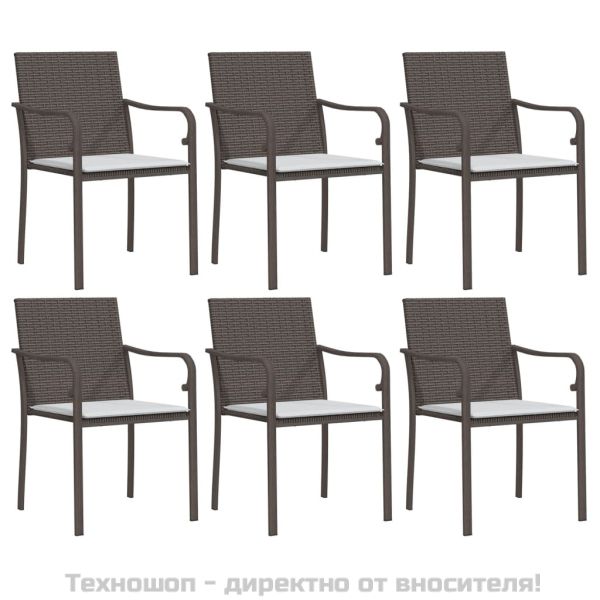 Градински комплект от 7 части с възглавници полиратан и стомана