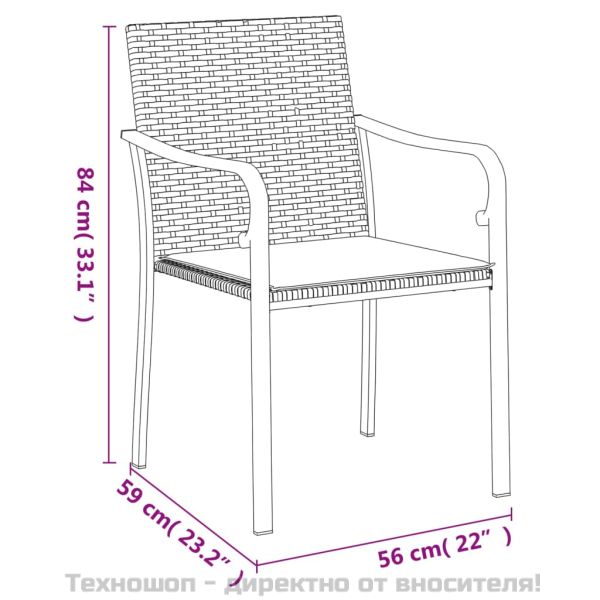 Градински комплект с възглавници от 9 части полиратан и стомана