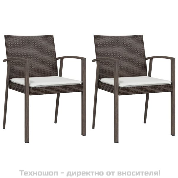 Градински комплект от 3 части с възглавници полиратан и стомана