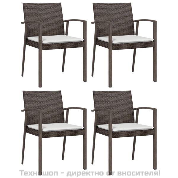 Градински комплект от 5 части с възглавници полиратан и стомана