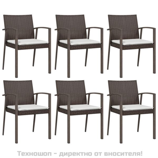 Градински комплект от 7 части с възглавници полиратан и стомана