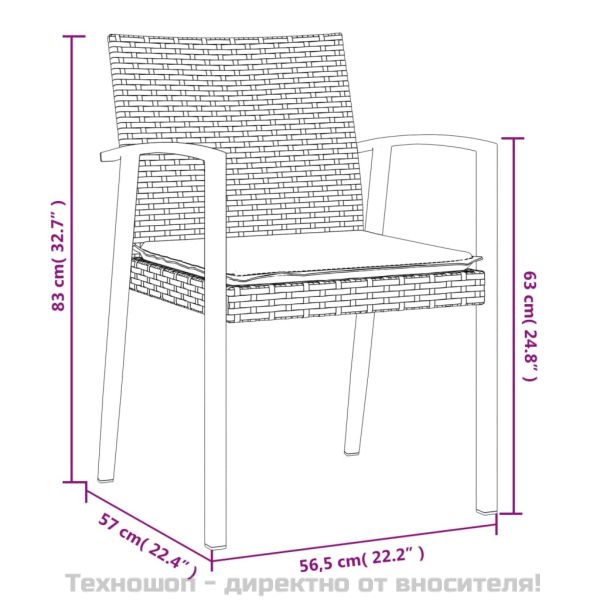 Градински комплект с възглавници от 9 части полиратан и стомана