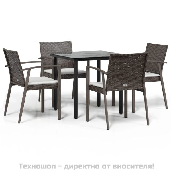 Градински комплект от 5 части с възглавници полиратан и стомана