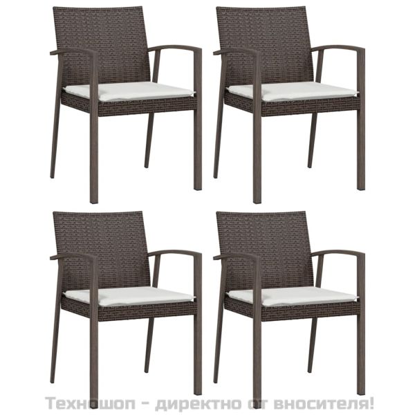 Градински комплект от 5 части с възглавници полиратан и стомана