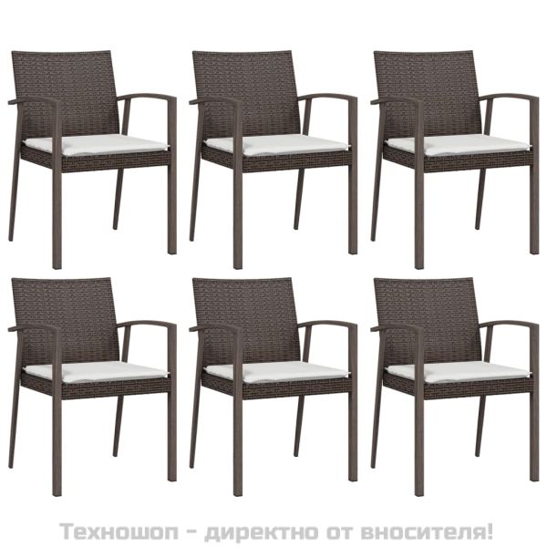 Градински комплект от 7 части с възглавници полиратан и стомана