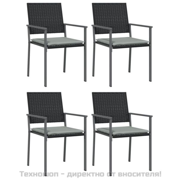 Градински комплект от 5 части с възглавници полиратан и стомана