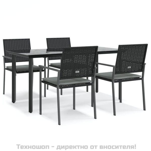 Градински комплект от 5 части с възглавници полиратан и стомана