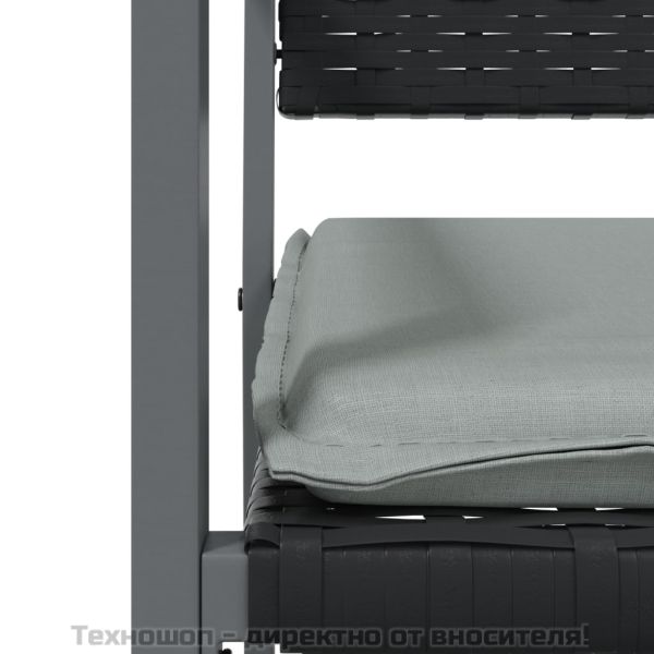 Градински комплект от 5 части с възглавници полиратан и стомана