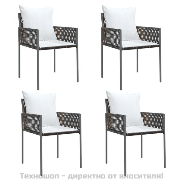 Градински комплект от 5 части с възглавници полиратан и стомана