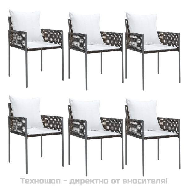 Градински комплект от 7 части с възглавници полиратан и стомана