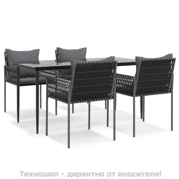 Градински комплект от 5 части с възглавници полиратан и стомана