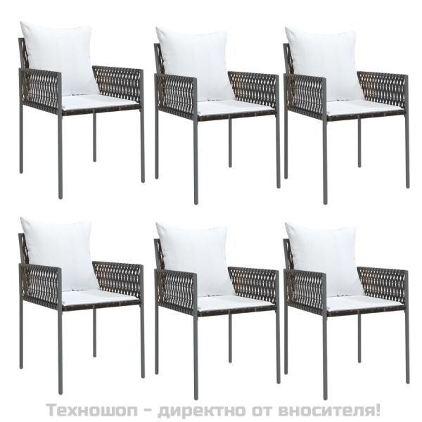 Градински комплект от 7 части с възглавници полиратан и стомана