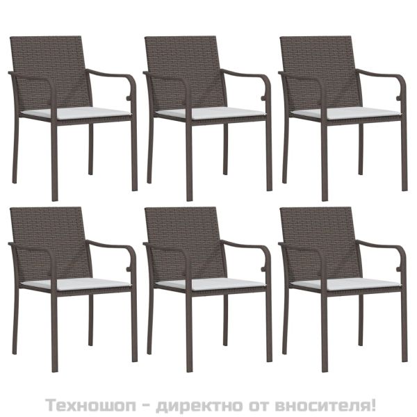 Градински комплект от 7 части с възглавници полиратан и стомана